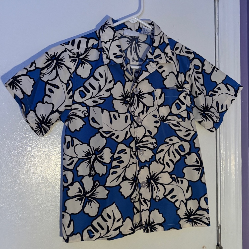 Tropical Blue and White Kids Button Down Shirt